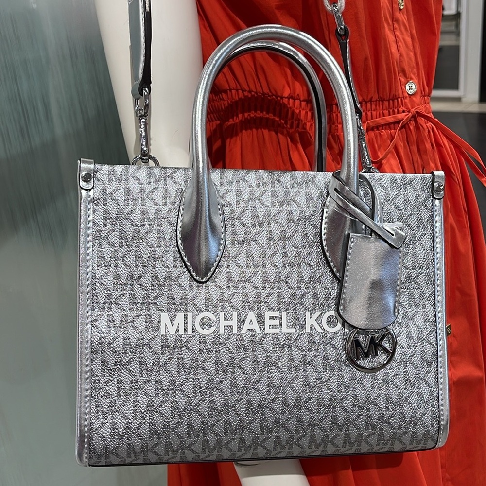 Michael Kors Mirella Small Metallic Signature Logo Crossbody Bag 
Silver 
NWT - Picture 12 of 16